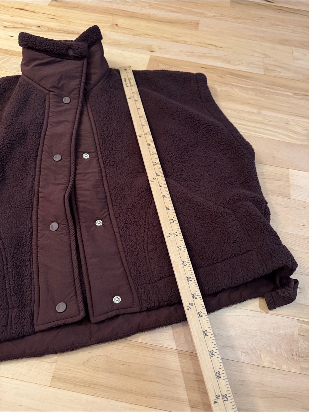 Free People-Scout it Out-Dark Brown Oversized Boxy Fleece Vest-XS - Picture 8 of 9